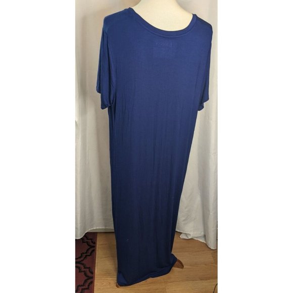 Roamans Shirt Dress Top Size L Blue Knotted Front V Neck Short Sleeve NWT - Picture 5 of 9